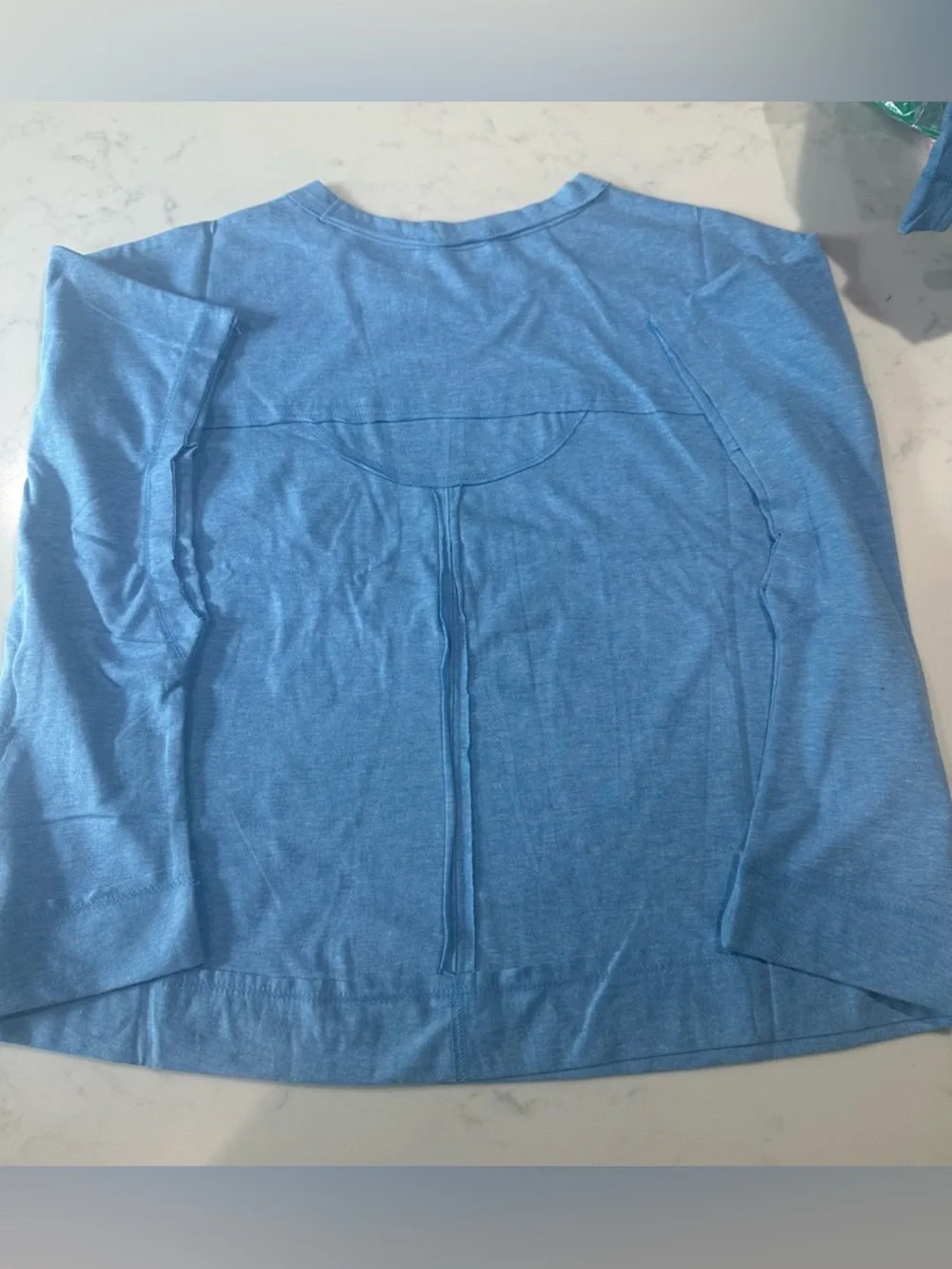 ZENANA EXPOSED SEAM SET - CORNFLOWER BLUE Casual Lounge Tee & Shorts Set - Picture 6 of 12